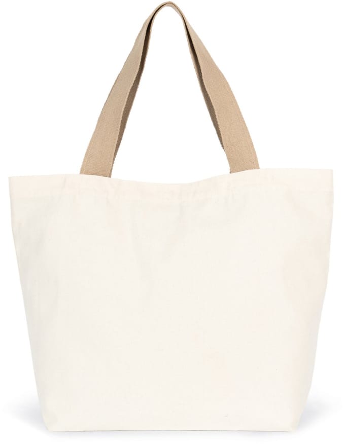 Kimood Grote, gerecyclede shopper met platte bodem KI5204 - Ecume / Hemp - One size