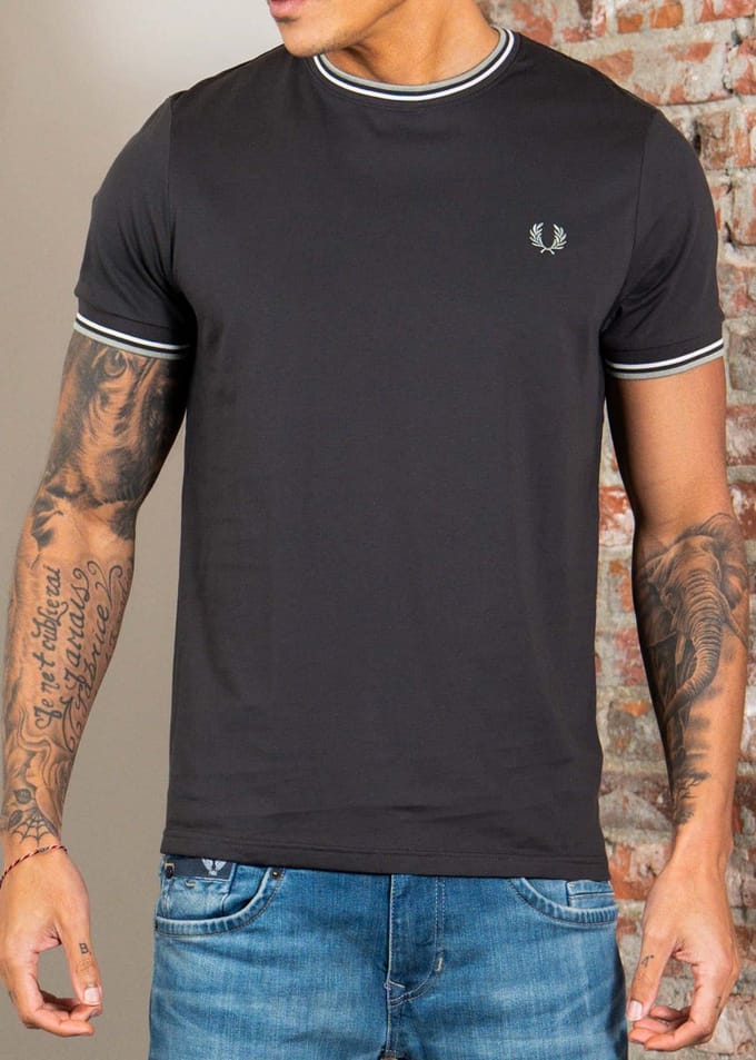 Fred Perry Twin tipped t-shirt - anchor grey ecru seagrass