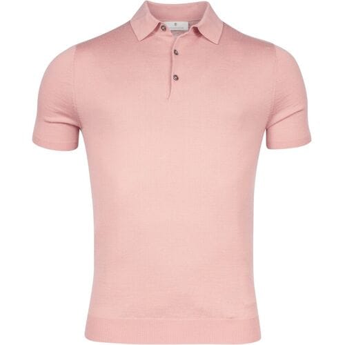 Thomas Maine Fine Merino Pullover Polo Collar Short Sleeve Single Knit Old Rose / male