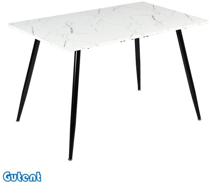 Gutent Eettafel-MDF-materiaal-Marmerlook-Rechthoekig-Wit-120x75cm