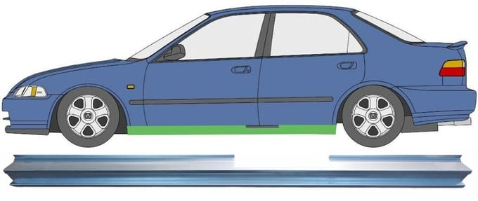 Reparatie dorpel voor Honda Civic 1991-1995 / Links