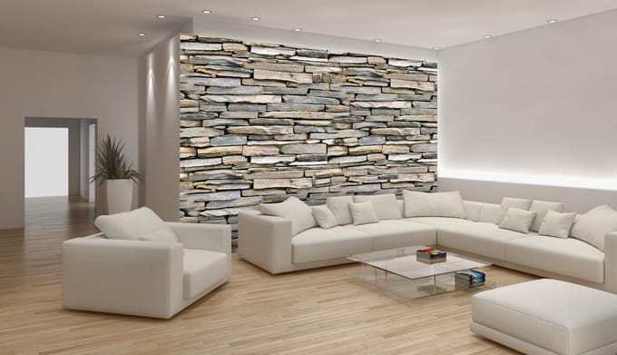 Vliesbehang - Fotobehang - Stenen Muur - 368 x 254 cm