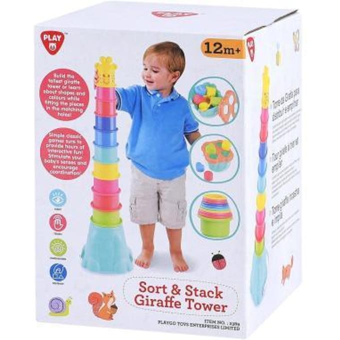 Playgo Giraffe Stapelbekers met vormenstoof Interactief speelgoed