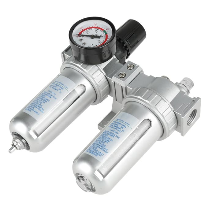 12  Luchtdruk Compressor Filter Manometer Vangst Olie Water Regulator Gereedschapskit wit