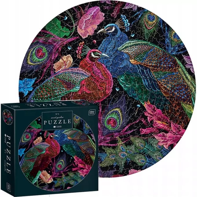 PUZZLE - 500 STUKJES - Interdruk Puzzel Kleuren van de Natuur, Rond Pauw - GERONIMO GAMES