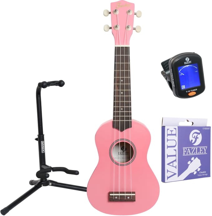 Sopraan Ukulele - Complete Starterset - Voor Beginners - Linde Body - Incl. Tas, Tuner, Standaard & Extra Snaren - Naturel