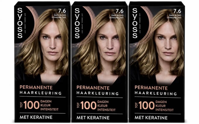 SYOSS 7-6 - Haarverf - Permanente Haarkleuring - Middenblond – 100% Grijsdekking – Vermindert Haarbreuk - 3 Stuks
