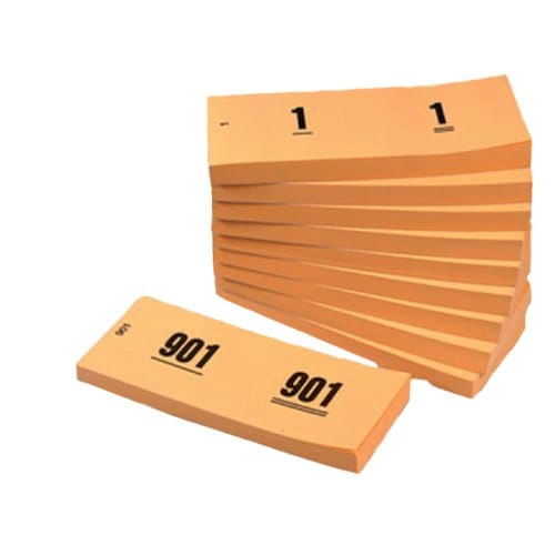 Nummerblok 42x105mm nummering 1-1000 oranje 10 stuks