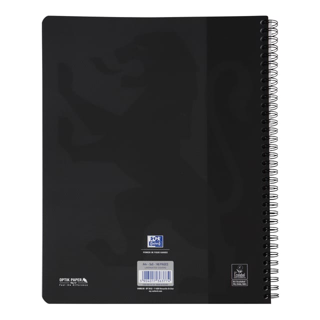 Oxford Touch - Schrijfblok - A4 - Geruit - 140 pagina's - 90g - soft cover - zwart