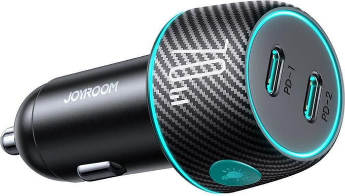 Joyroom autolader met 70W en 2 USB-C poorten in zwart
