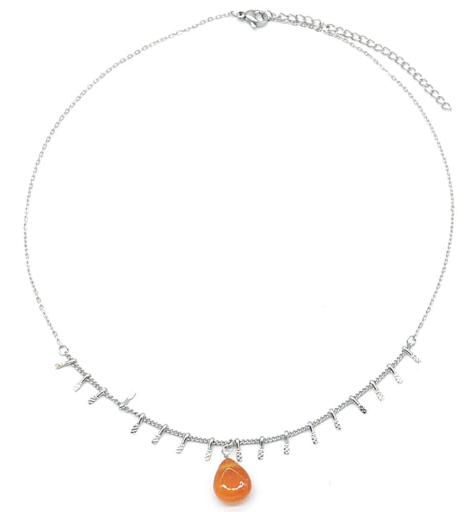 Ketting met Steen - RVS - Lengte 41-45 cm - Zilverkleurig