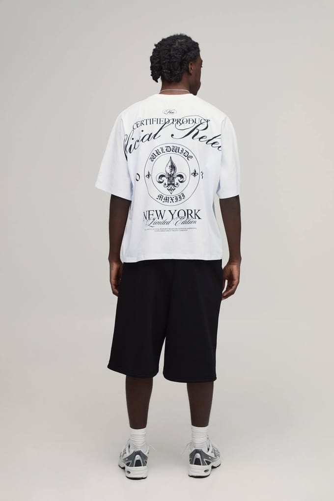 Oversized Fleur Di Lis T-Shirt and Jort Set | Mono | Size Medium