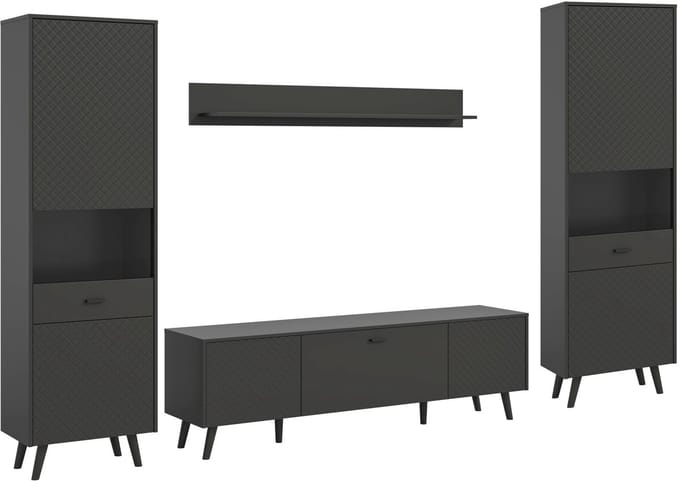 Linea wandkast systeem 4 delen mat grijs.