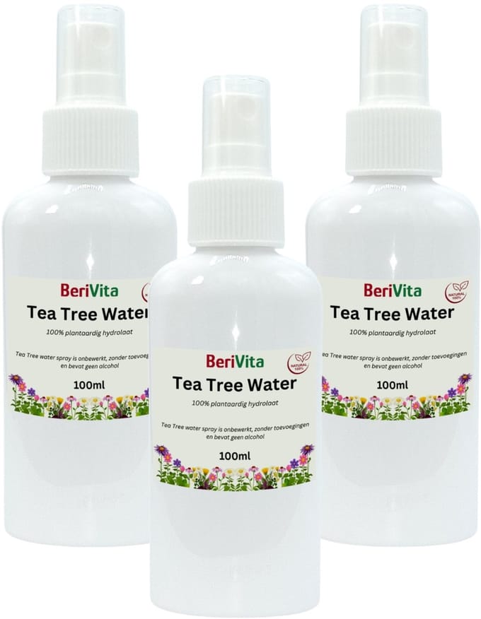 Tea Tree Water 3x100ml Spray - Puur - Zonder Alcohol - Zuiverende Natuurlijke Toner - Hydrolaat