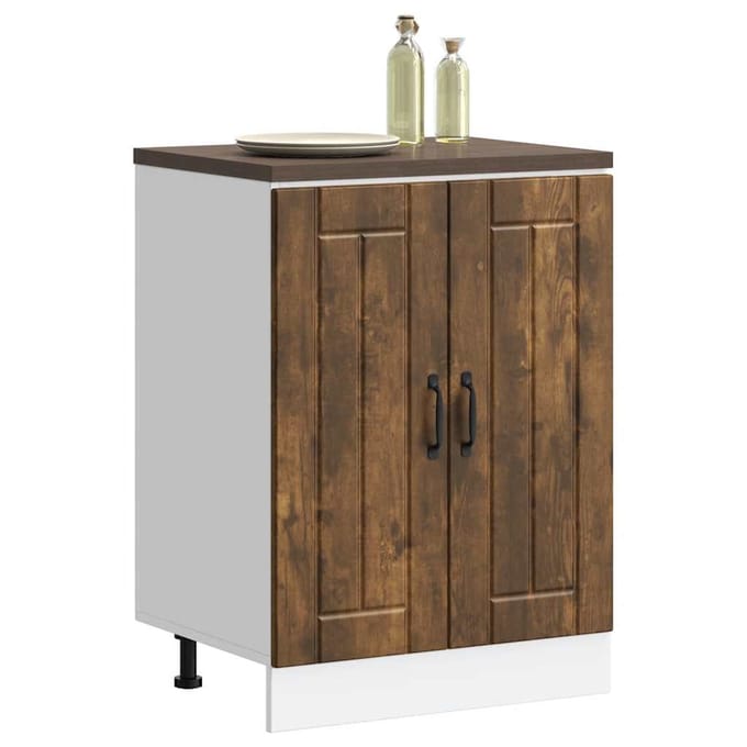 vidaXL - Spoelbakonderkast - Lucca - bewerkt - hout - gerookt - eikenkleurig