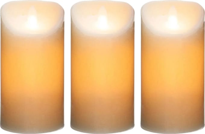 Atmosphera Led stompkaarsen - 3x stuks - Warm licht - Wit