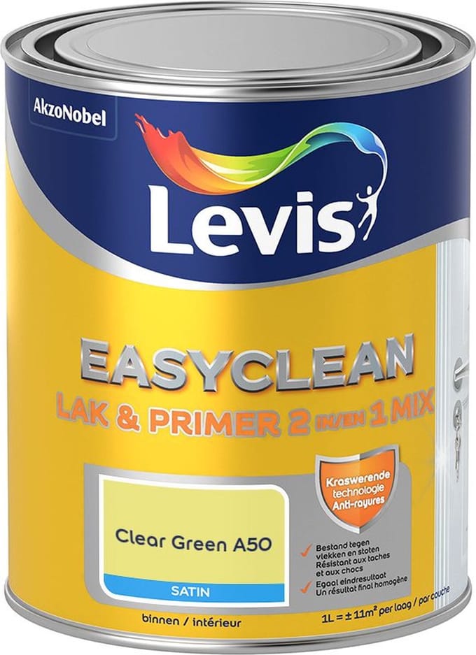 Levis - Easyclean Lak & Primer 2-In-1 Mix - Clear Green A50 - Mengverf - 1 L
