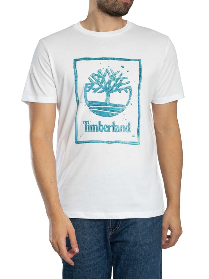 Timberland T-Shirt Met Logo Van Een Watertoren, Wit