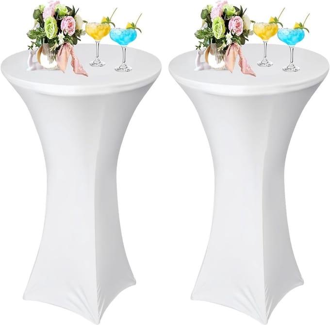 Set duurzame stretch hoezen voor hoge statafels (80x120cm) - Wit