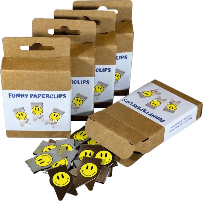 540 Smiley Paperclips | Verpakt in blisterdoosjes