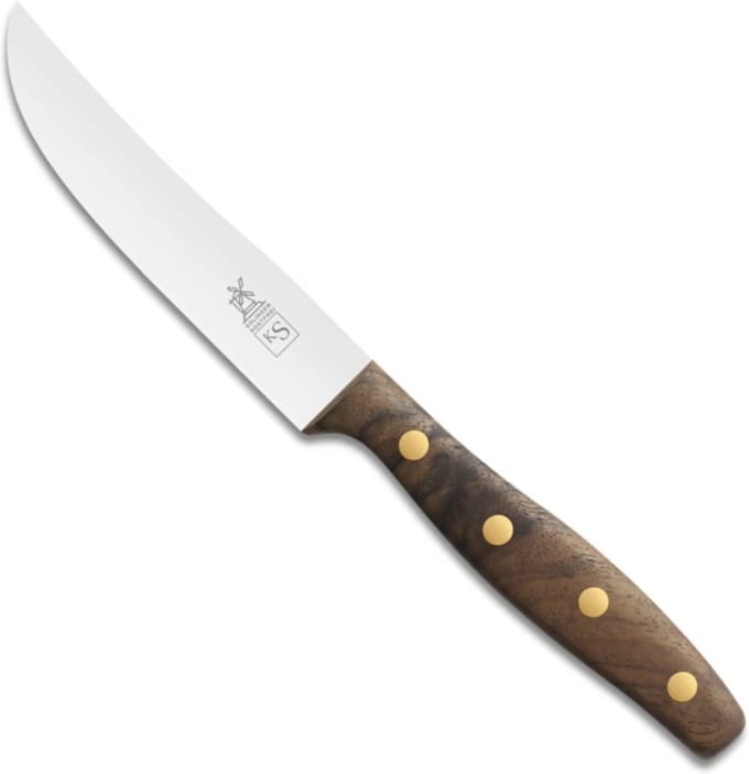 Robert Herder K-Steakmes – Breed – RVS – Glad – Lemmet 13 cm – Heft Walnotenhout