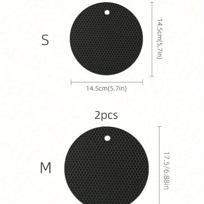 Siliconen Isolatiepad, Moderne Zwarte Honingraat Textuur Ronde Antislip Hete Pot Mat Voor Tafel L - 1PC
