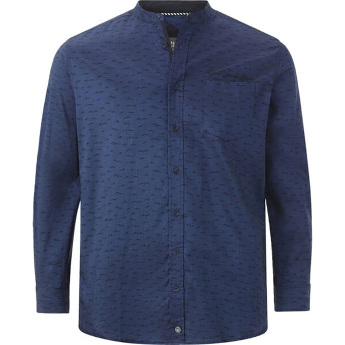 Jan Vanderstorm herren Overhemd - 43/44 - donkerblauw - Plus Size