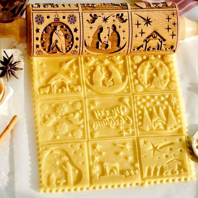 Kerst Deegroller met 3D Reliëf voor Perfecte Koekjes