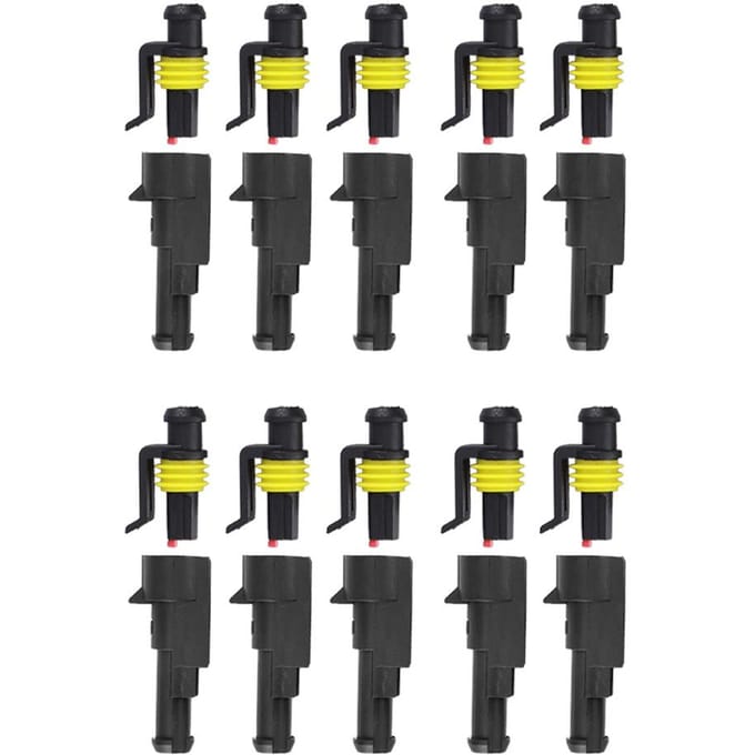 Lot de 10 connecteurs électriques étanches à 1 broche pour voiture yellow