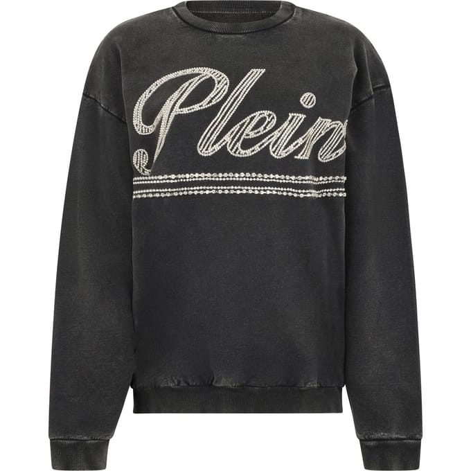 Washed Open Back Sweatshirt Strass Signature
