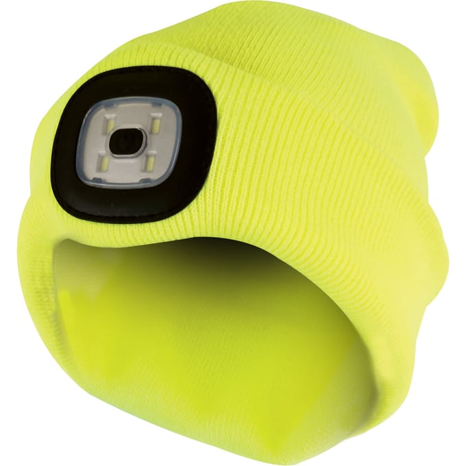 Gebreide wintermuts voor heren met led-gloeiend licht - Geel