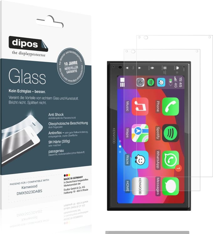 dipos – 2x Matte Pantserfolie geschikt voor Kenwood DMX5023DABS | 9H Screenprotector