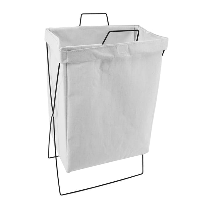 Panier à linge avec cadre métallique en X Panier à linge pliable debout Rectangle Grande capacité Small blanc