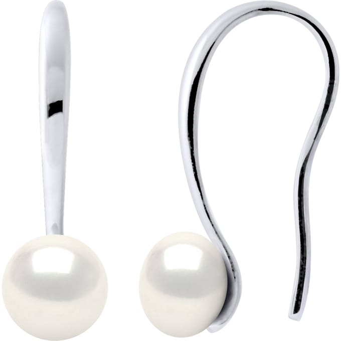 Oorbellen Hooks Zoetwater Parels Witte Knopen 7-8 mm 925