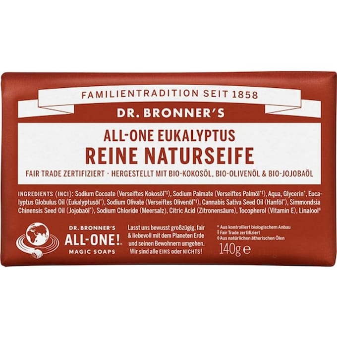 Dr. Bronner's Blokzeep All-One Eucalyptus Puur Natuurlijke Zeep Dames 140 g