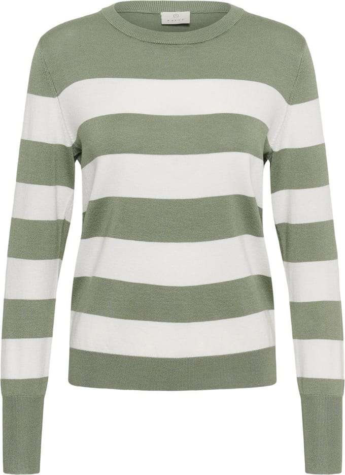 Kaffe KAlizza Striped Knit Pullover Dames Trui - Seaspray / Chalk wide stripe