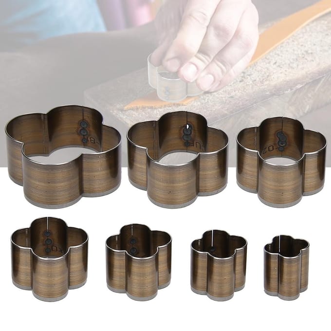 7PCS Lederen Stansmes Hoog Koolstofstaal Lederen Snijmal DIY Handgemaakte Ponsmal black