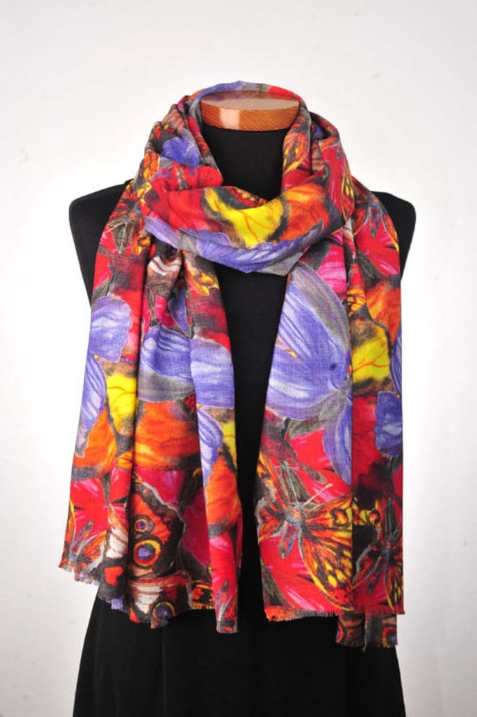 Cashmere sjaal Butterfly - Luxe sjaal - 75 x 200 cm