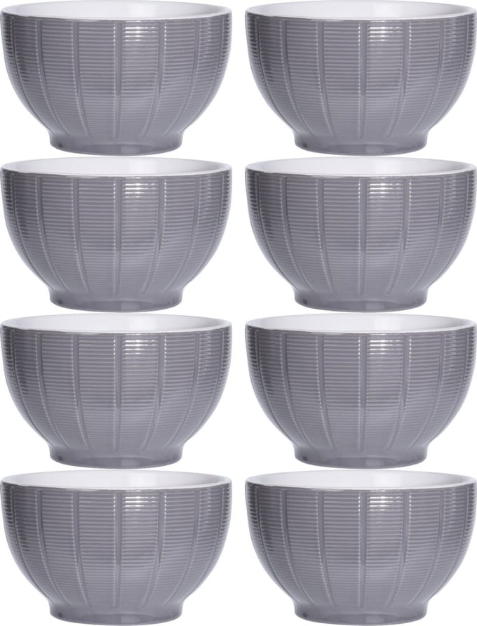Excellent Houseware Soepkommen/serveer schaaltjes - 8x - Venice- keramiek - D14 x H8 cm - steengrijs