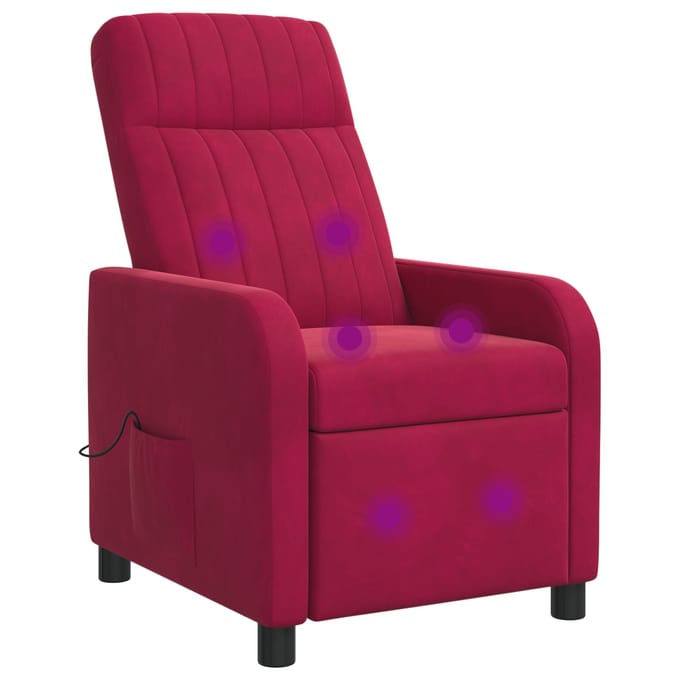 vidaXL - Massage - Relaxstoel - Wijnrood - fluweel