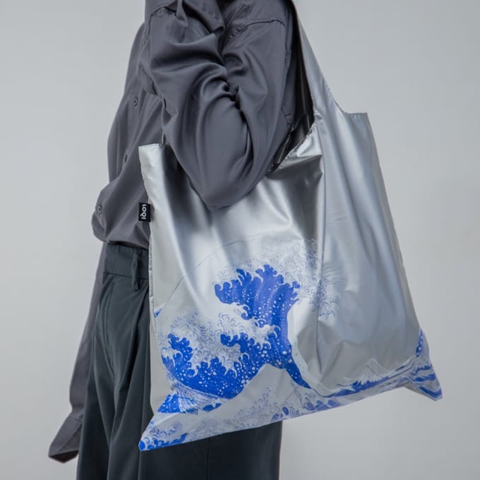 LOQI Bag Large - The Great Wave Silver Metallic