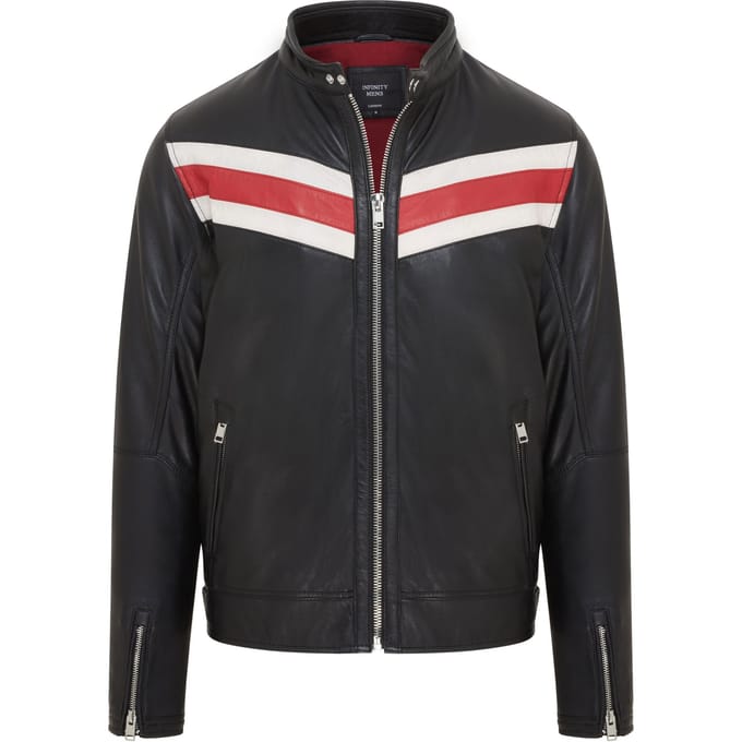 Heren Zwarte Café Racer Biker Leren Jack - Aniak