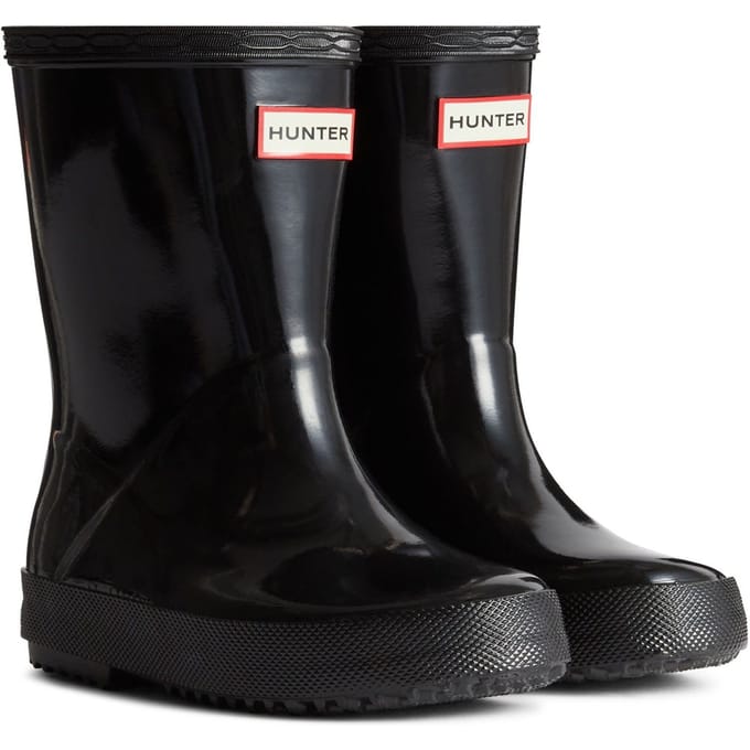Hunter Kids First Gloss Rubberen Zwarte Regenlaarzen