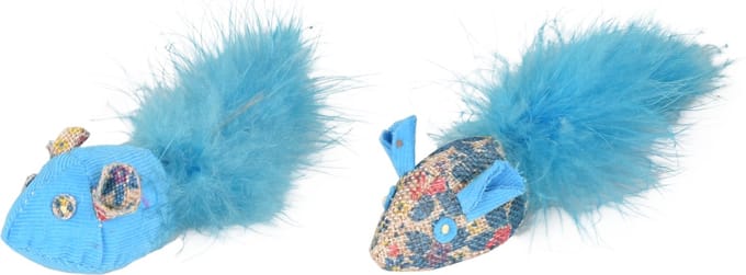 Kattenspeelgoed Marly muis - Blauw - 4 x 15 x 3.5 cm
