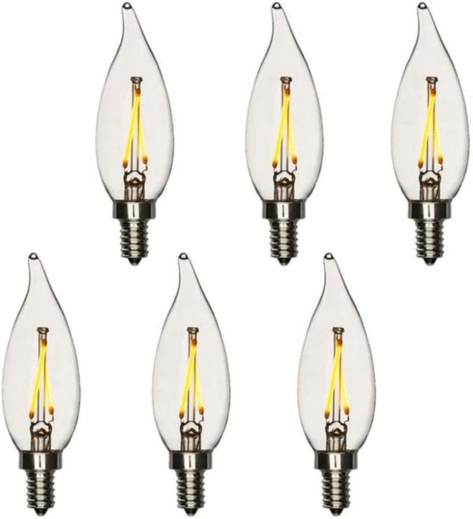 LED Kandelaar Lamp - Filament Lamp - Sfeerverlichting Creëren - Warm Wit Licht - 6 stuks - Warm Wit