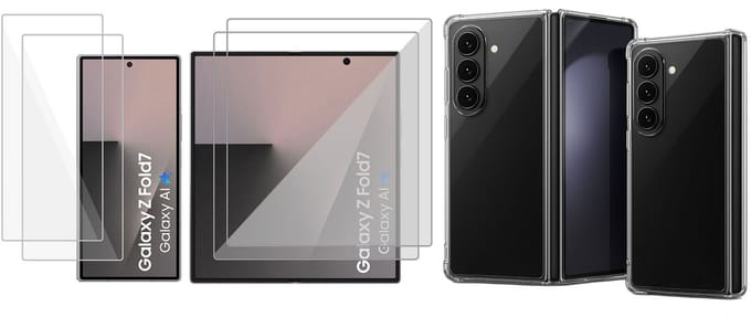 TechNow Hoesje + 2x Screenprotector geschikt voor Samsung Galaxy Z Fold 7 Hoesje Screenprotector - Extreme Shock Case Transparant