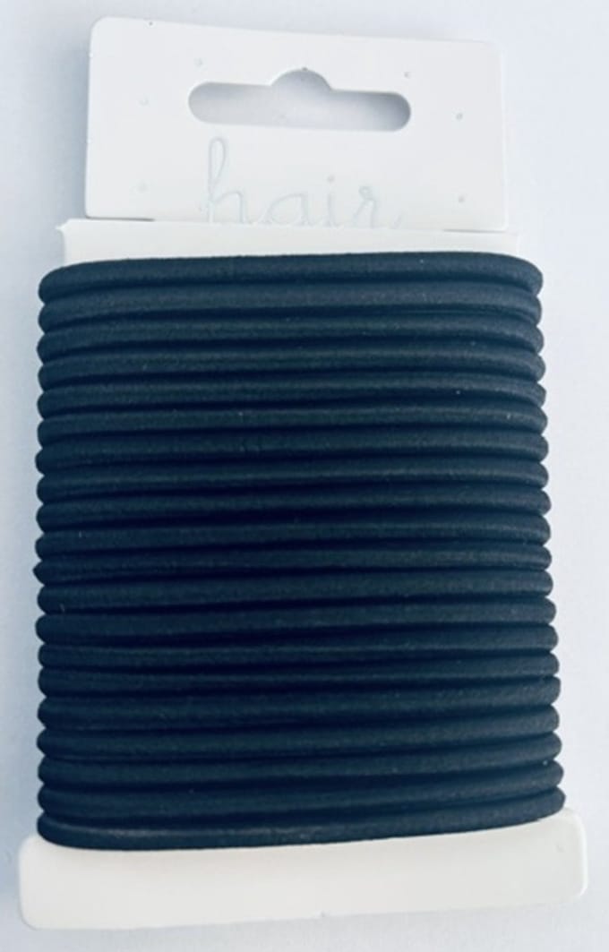 Haarelastiek Nylon - Dikte 4mm - Zwart - 20 stuks
