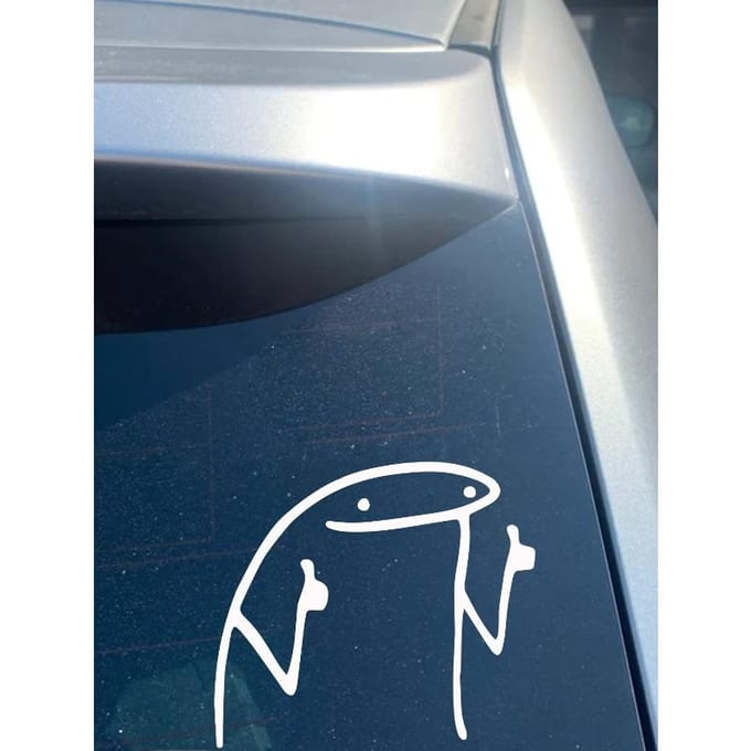 Cartoon Grafische Auto Sticker one-size wit