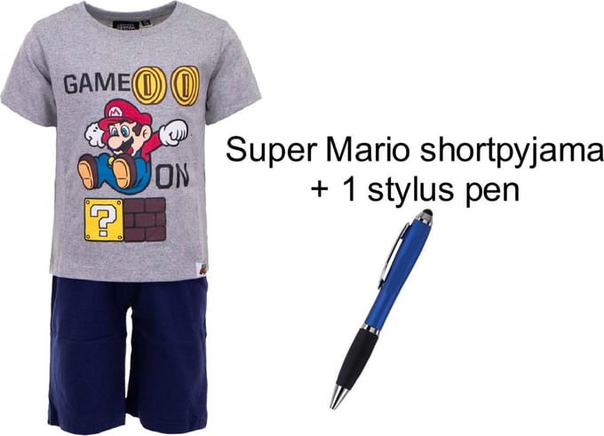 Super Mario Bros Short Pyjama. Maat 104 cm / 4 jaar - met 1 Stylus Pen.