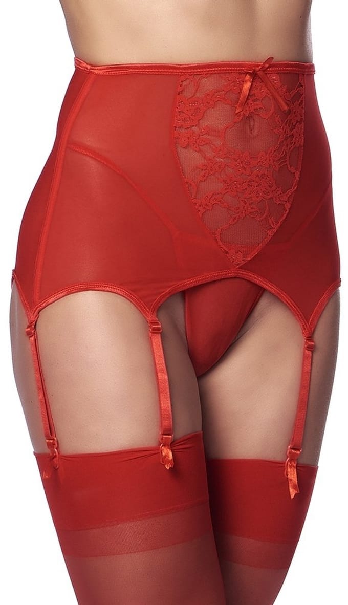 Amorable - Jarretels G-string met Kousen - Polyester/Elastaan - Rood - Maat L/XL